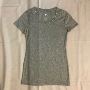 BR Gray Pearl Neckline Short Sleeve Tee